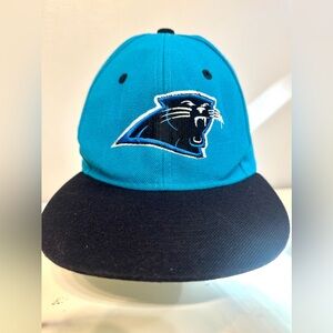 Vtg NFL Carolina Panthers SnapBack Blue/Black LOGO iCAP Flat Brim Hat
